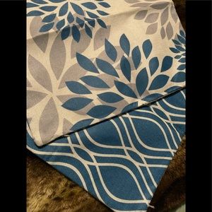 Set 2 NEW Soft Burlap-feel Toss Pillow Case Covers Aqua & Teal Colorful Dahlias!